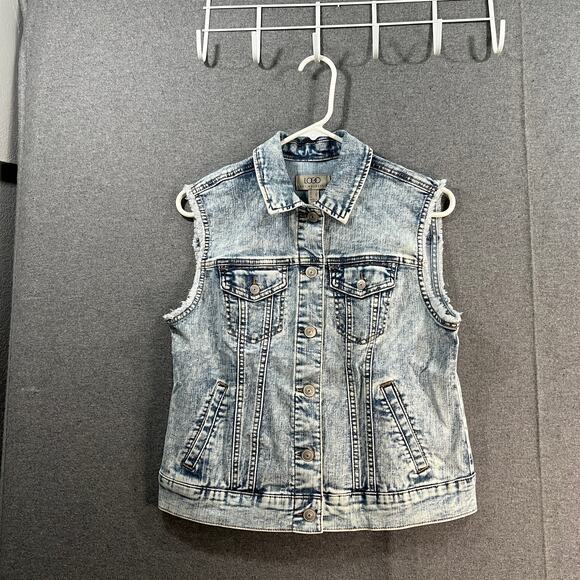 LOGO by Lori Goldstein Denim Vest Light Wash Size Reg 0 - Picture 1 of 7